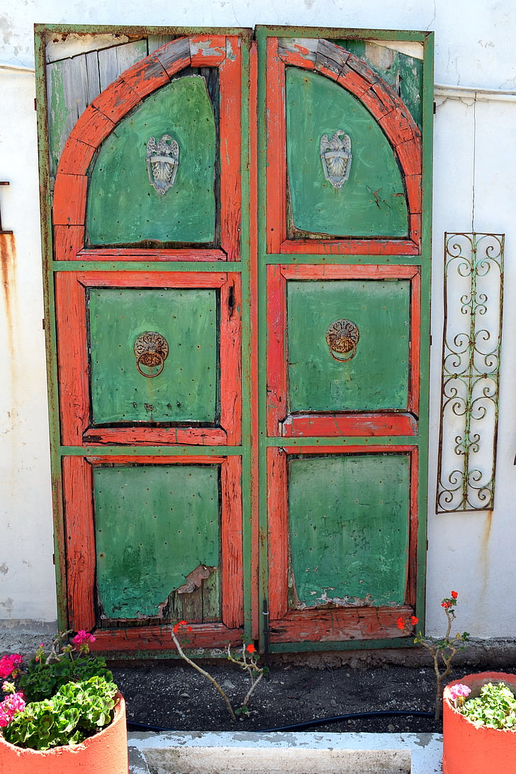 deur, input, houten deur, verweerde, oude, de ingang van het huis, voordeur