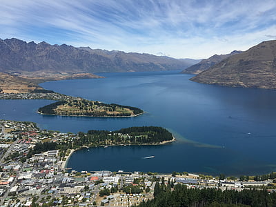 Queenstown, Lago, cidade, natureza, Novo, Zelândia, viagens