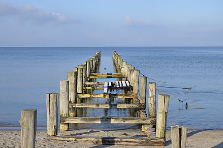 Zingst, Baltskega morja, Beach, Darß, sončni zahod, vode, slamnato streho