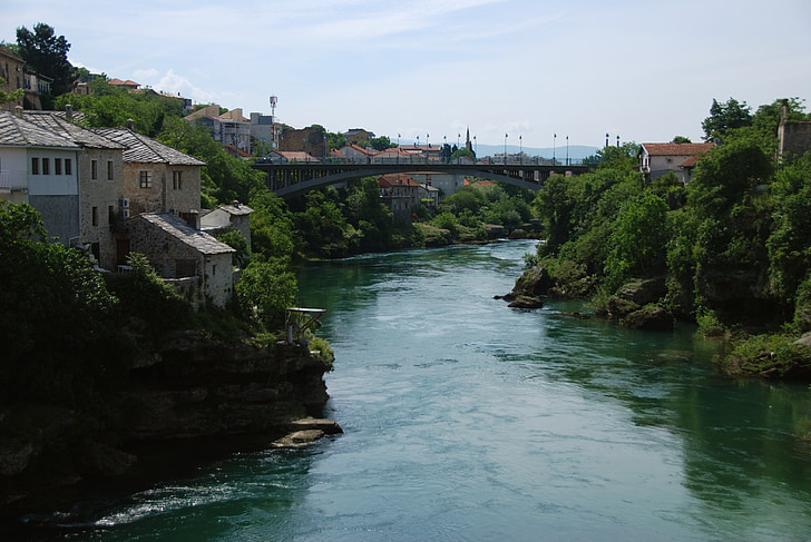 Mostar, Bosnia, Bridge, elven, arkitektur, monument, reise
