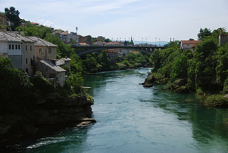 Mostar, Bosnija, tilts, upes, arhitektūra, pieminekļu, ceļojumi