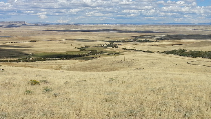 Wyoming, wolken, Rolling, terrein, Creek, grasland