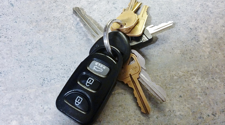 tipke, auto, ključ za paljenje, ključ, privjesak, prijevoz, početak