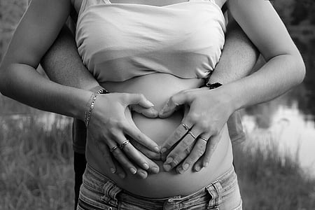 trudna, trbuh, ruke, srce, ljubav, žena, majka