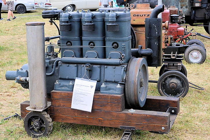 motor, antiguo, históricamente, 2-stroke diesel, en coche, Oldtimer, máquina