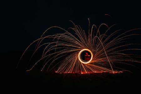time, lapse, photography, circle, steel, wool, art