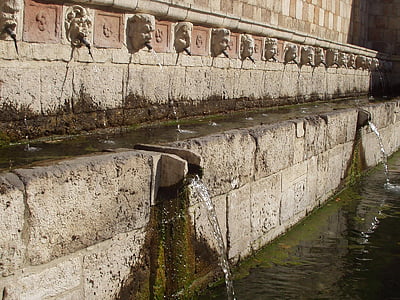 L'Aquila, vodnjak, vode, stari, Roman, Italija