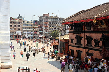 basantarpur, aikštė, Katmandu, iškilminga priėmimas, Nepalas, minios, žmonės