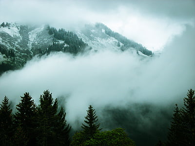 Альпийский, туман, снег, Новая Зеландия, горы, Австрия, облака