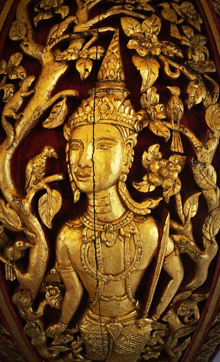 Utomhus, träd, Thailand, dekoration, tornet, buddhagaya stil, skulptur