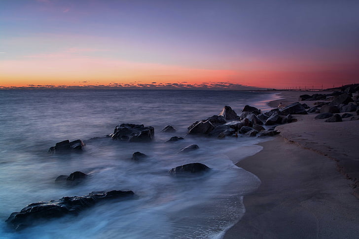 paisaje marino, Costa, Playa, Costa, Costa, paisaje, puesta de sol