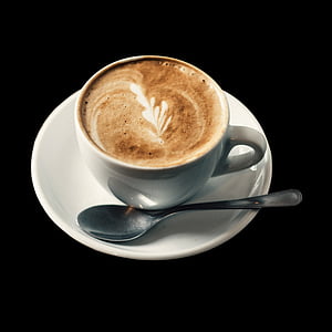 kaffe, cappuccino, Cup, tallerken, skjeen, drikkevarer, drikke