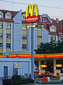 McDonalds, Bydgoszcz, restoranas, ženklas, Lenkija, greitas maistas, miesto