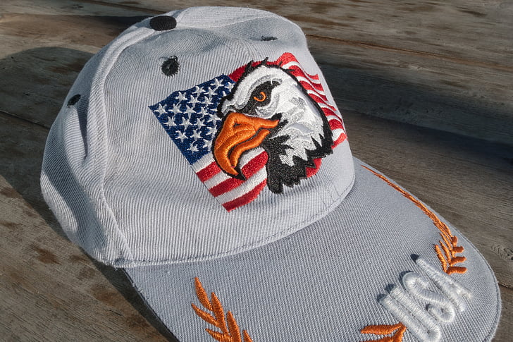 Cap, baseball cap, plate cap, flagg, stjerner og striper, Adler, Bald eagle