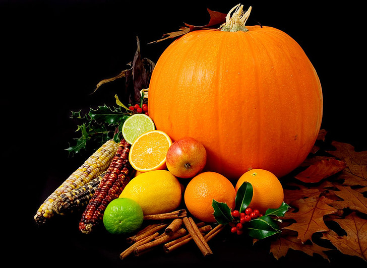 pumpkin, halloween, season, autumn, fall, oranges, corn