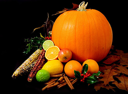 pompoen, Halloween, seizoen, herfst, Val, sinaasappelen, maïs