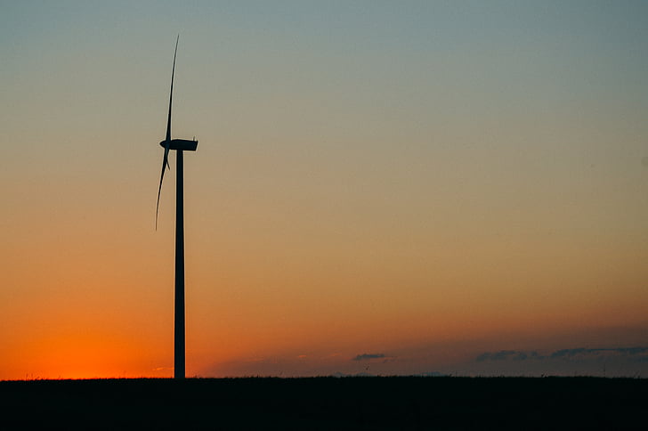 クリーン エネルギー, エネルギー, 空, サンセット, 風, 風力発電所
