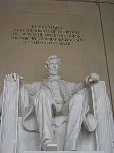 링컨, 워싱턴 dc, 동상, 기념관, 앉아