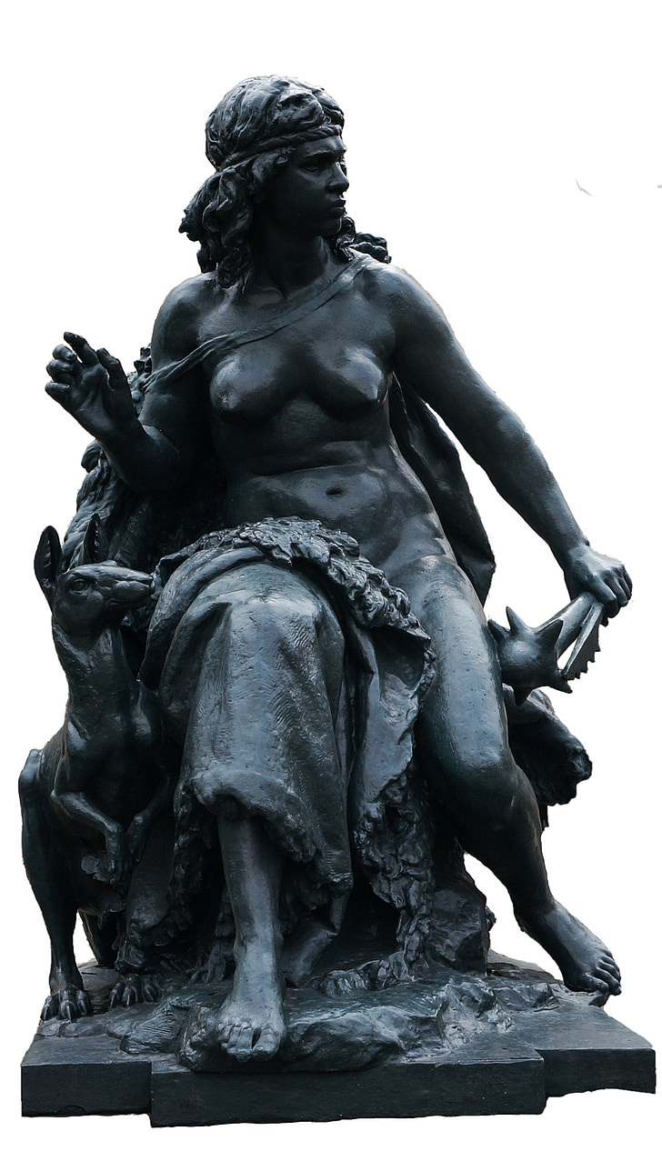 paris, statue, figure, art, museum, dogs, woman