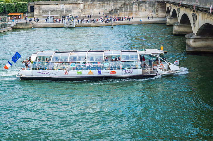 bateau-mouche, Pensión paseo, barco de París, Río de París, Sena, siene barco, Río