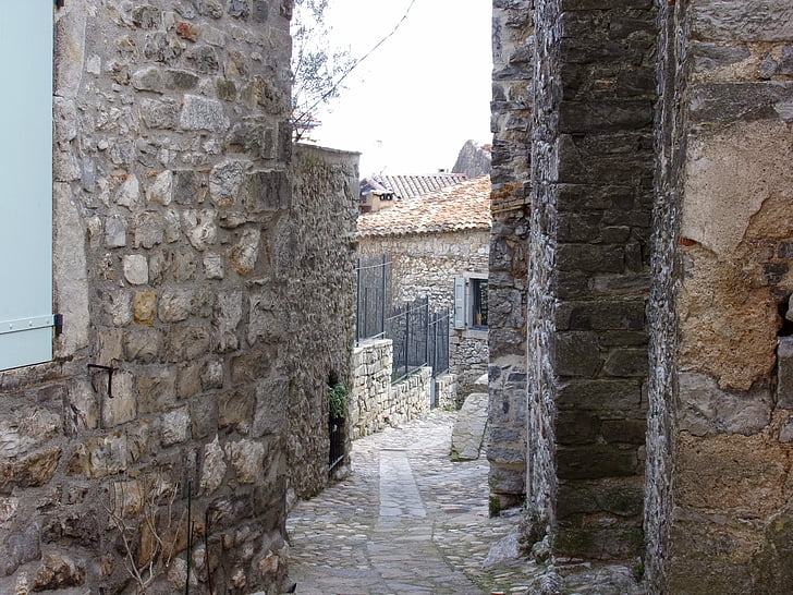 medieval, village, lane, medieval village, pavers, stones, provence
