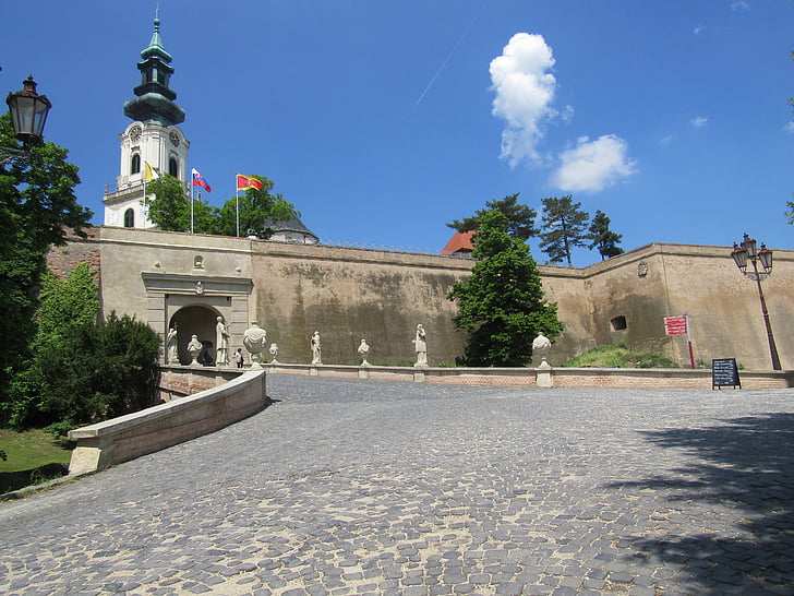nitrify, 슬로바키아, 교회, 도시, 벽, 게이트