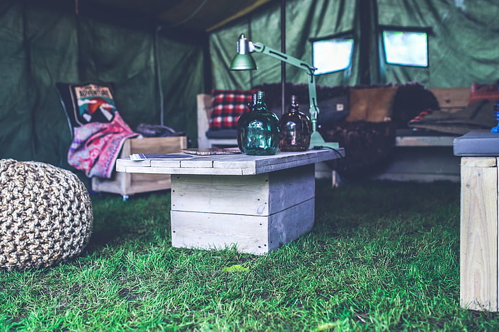interior, design, military, tent, wood, wooden, table