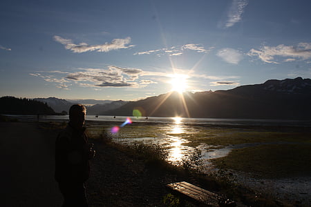Valdez, Alaska, solnedgång, Twilight, skymning, landskap, naturen