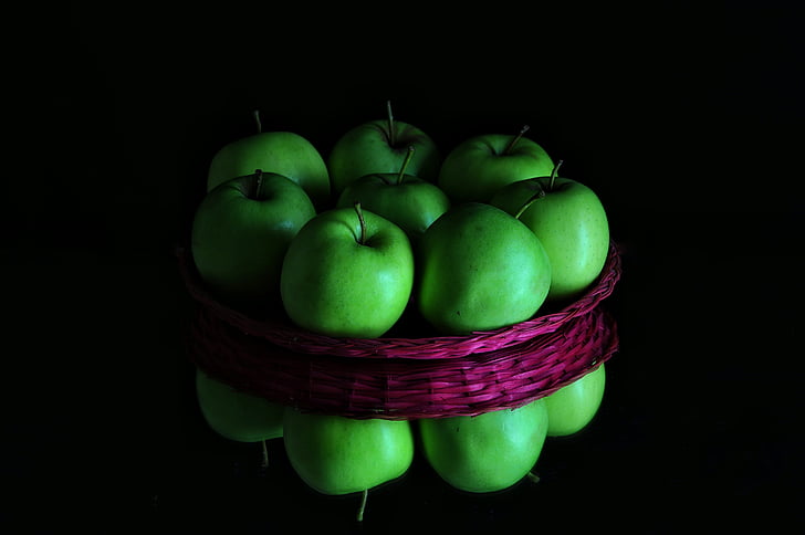apples, basket, fruit, tray, food, apple