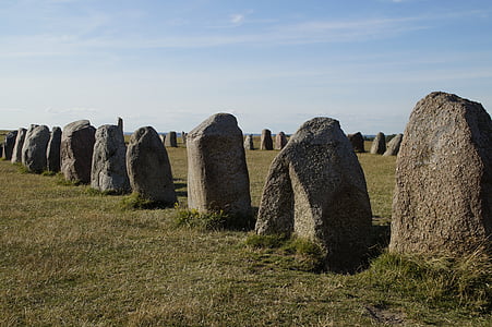 pedras, pedra do navio, lugar sagrado, Viking, configuração de pedra, religião, cultura