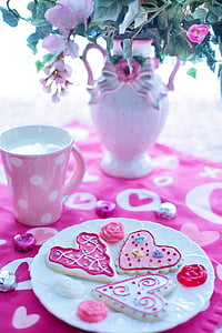 Saint-Valentin, biscuits de Saint Valentin, vacances, amour, célébration, coeur, Rose