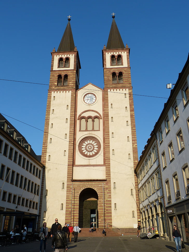 Würzburg, Bayern, schweiziska franc, Tyskland, kyrkan, byggnad, dom