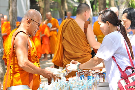 Budismo, o inglês, budistas, Tailândia, esmola