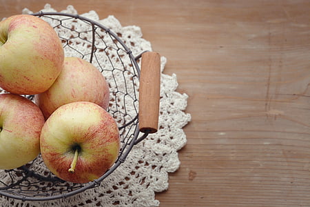 apple, basket, harvest, healthy, bio, fruit basket, food