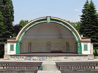 amfiteatr, Park ludowy, etap, odkryty, Park, Rozrywka, Teatr