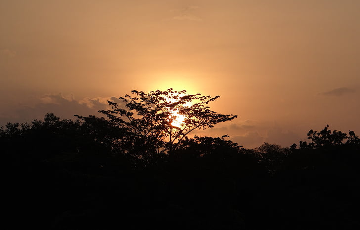 sončni zahod, zahajajoče sonce, nebo, Indija