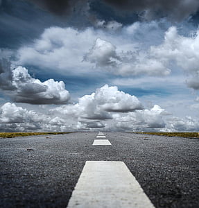 clouds, horizon, road, Road surface marking, cloud - Sky, asphalt, nature