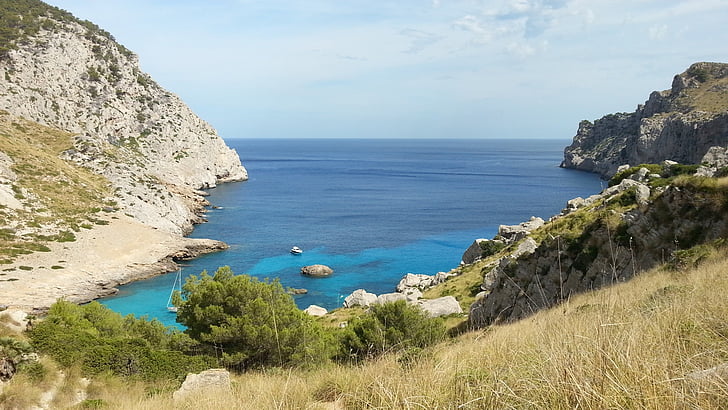 Mallorca, eltelt, tenger, víz, mediterrán, táj, idilli