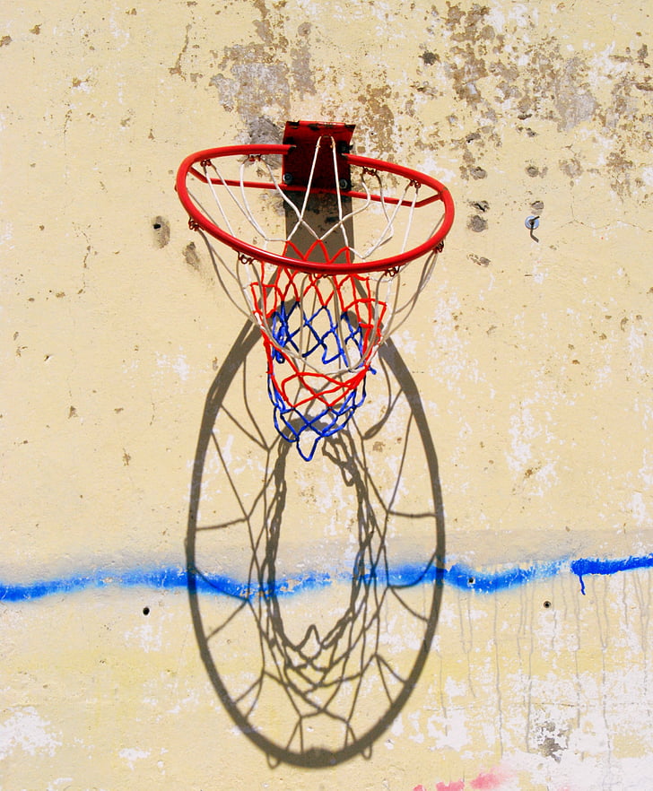 cesta, pared, antiguo, baloncesto, caliente, zonas áridas