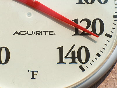 Cuaca, suhu, panas, musim panas, 120, mengukur, termometer