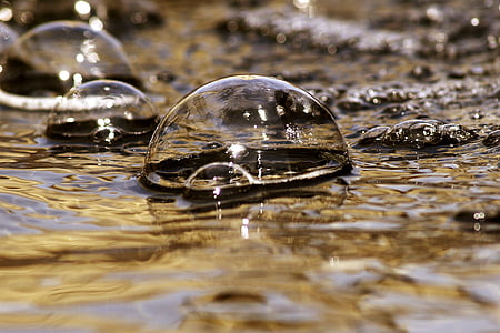 пузыри, пузырь, воды, макрос, падение, круг, жидкость