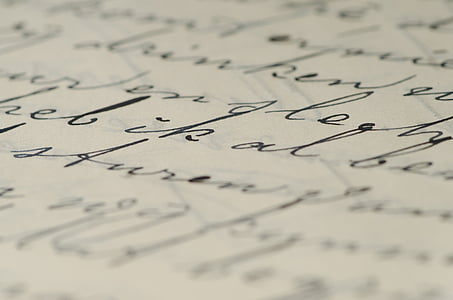 rozostření, kaligrafie, detail, psaní rukou, inkoust, dopis, skript