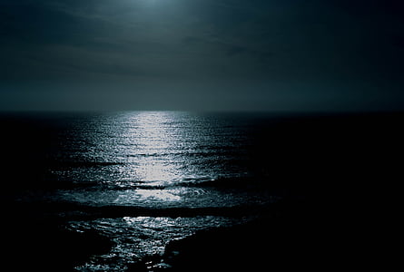 liv, skönhet, scen, natt beach, Ocean på natten, vatten, havet
