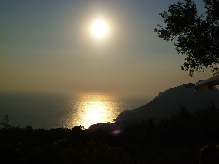 zonsondergang, keizers troon, Corfu