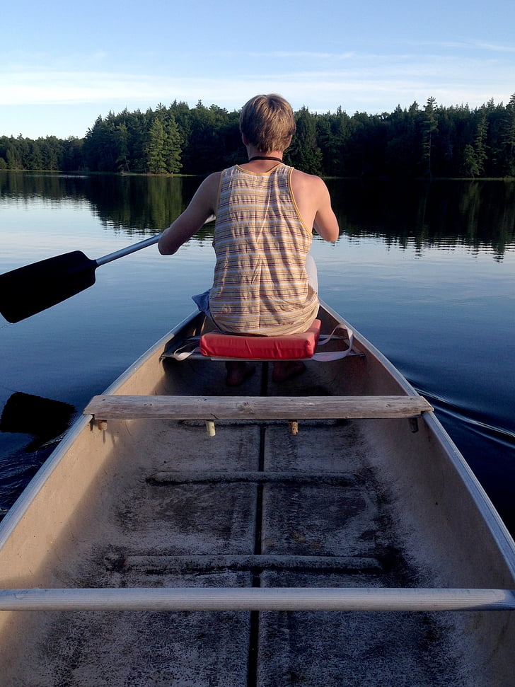canoe, paddle, alone, canoeing, water, active, outdoor
