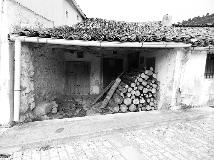 μαύρο και άσπρο, σπίτι, ερείπια, αρχιτεκτονική, άτομα, παλιά, παλιό σπίτι