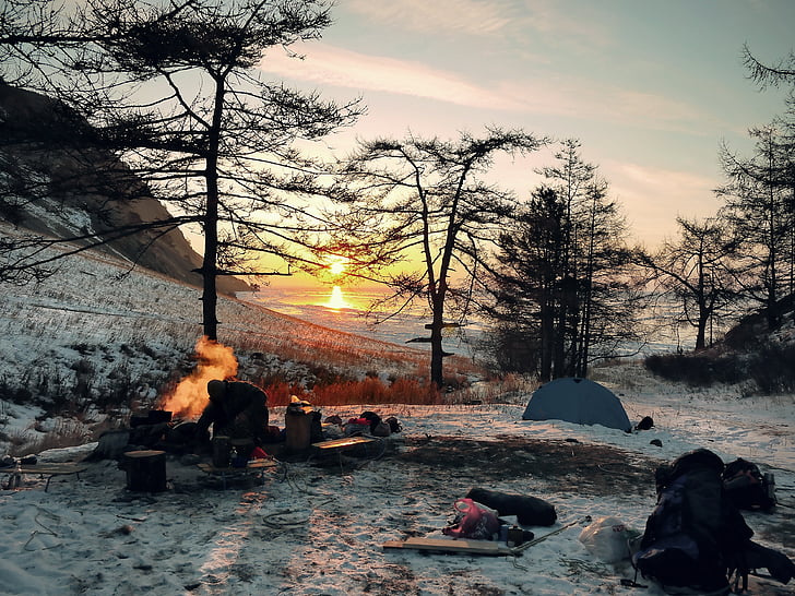 invernale, Campeggio, avventura, all'aperto, Camp, per il tempo libero, Stock