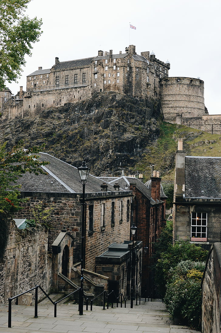 Edinburgh, slottet, landemerke, reise, Rock, Edinburgh castle, fjell