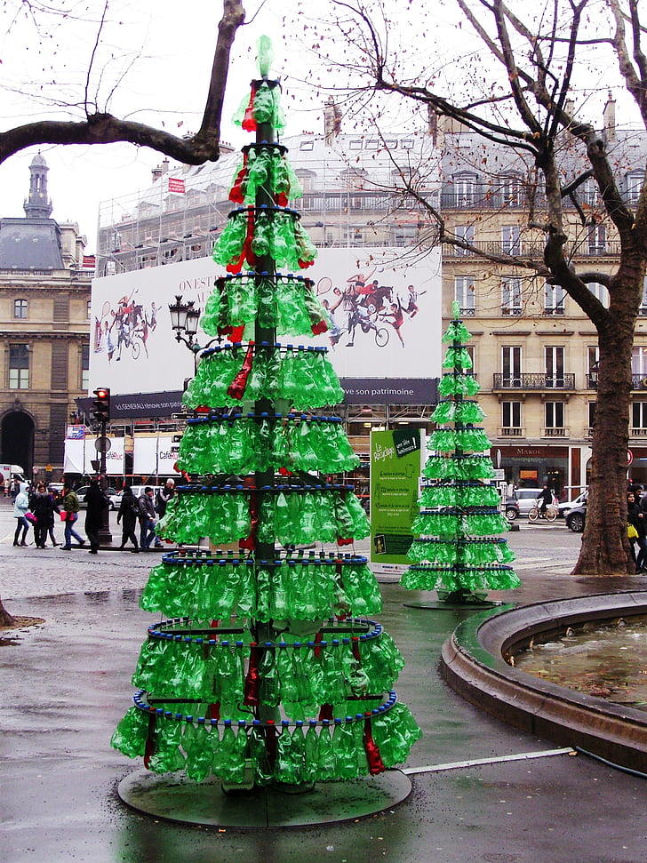 kerstbomen, Parijs, kunst, afval