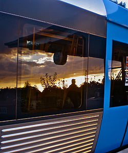 станції метро, дзеркальне відображення, горизонт, Захід сонця